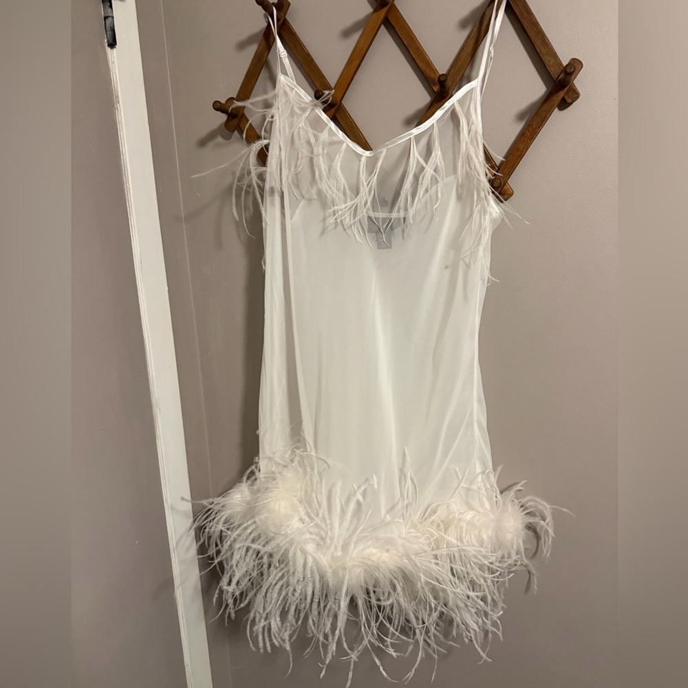 La Senza sheer lingerie w feather detailing sheer XL bridal boudoir honeymoon